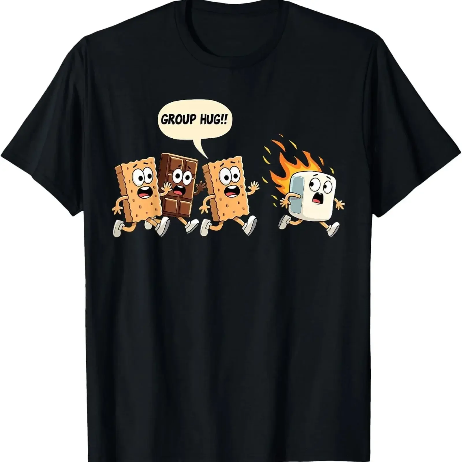 Group Hug Marshmallow Campfire Smores Funny Camping T Shirt vintage Washed homme fashion Top For Everyday Wear designer clothes