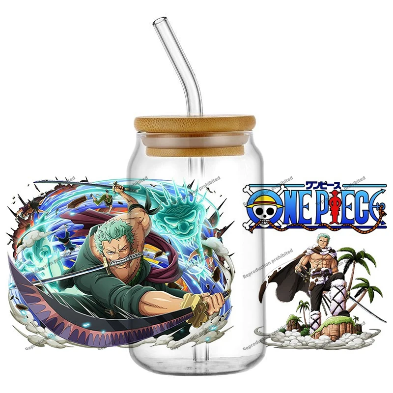 

Cartoon one piece patterns UV DTF Transfer Sticker for 16oz Glass Cup Wrap Permanent Waterproof Self-adhesive Sticker