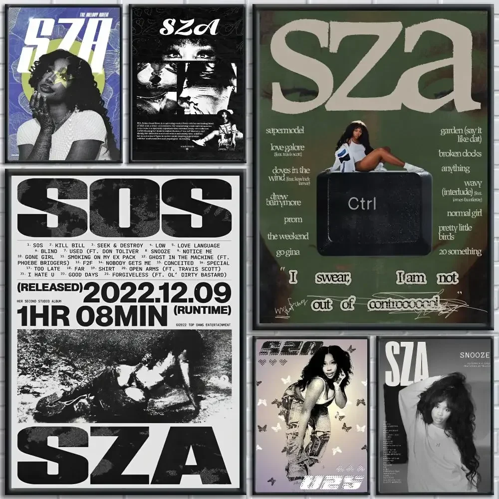 Singer S-sZA Painting Calligraphy Wall Art Canvas Poster Premium Home Decor Print for Living Room Bedroom