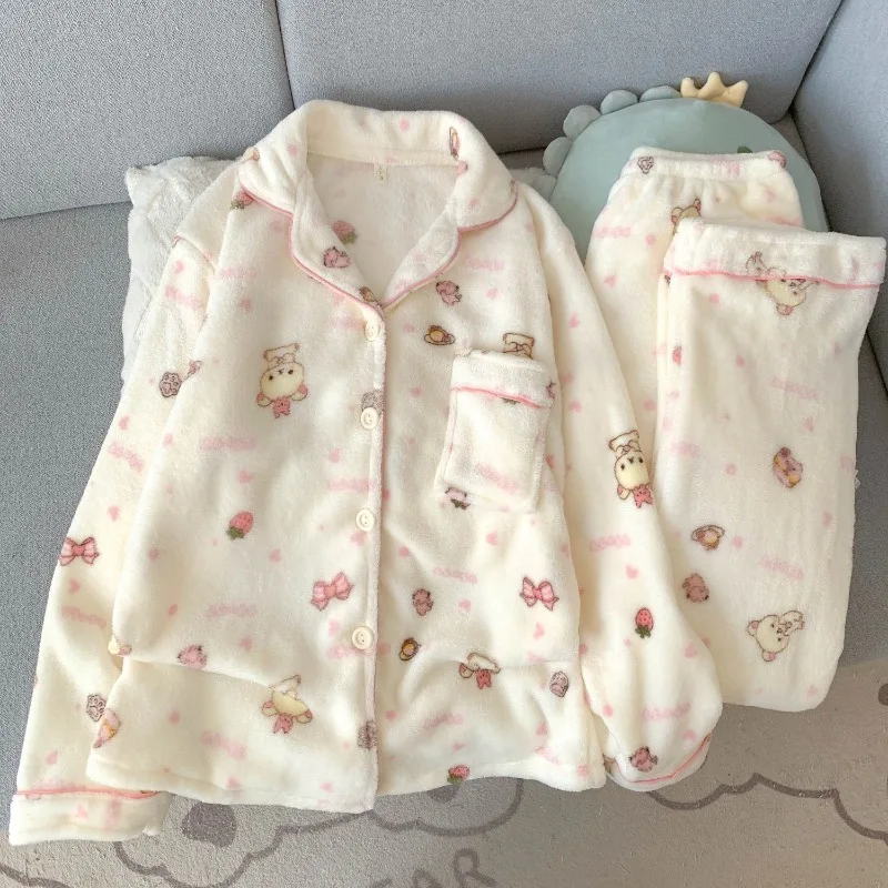 

Ультра-мягкие толстые фланелевые зимние пижамы, женские новые комплекты из кораллового флиса, теплая домашняя одежда на флисовой подкладке, повседневная одежда на улице, новинка 2023 г.