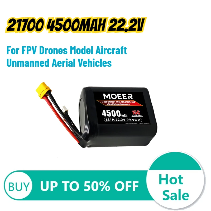 

21700 4500mAh 22.2V Lithium Battery for FPV Drones Model Aircraft Unmanned Aerial Vehicles Low-temperature Resistant