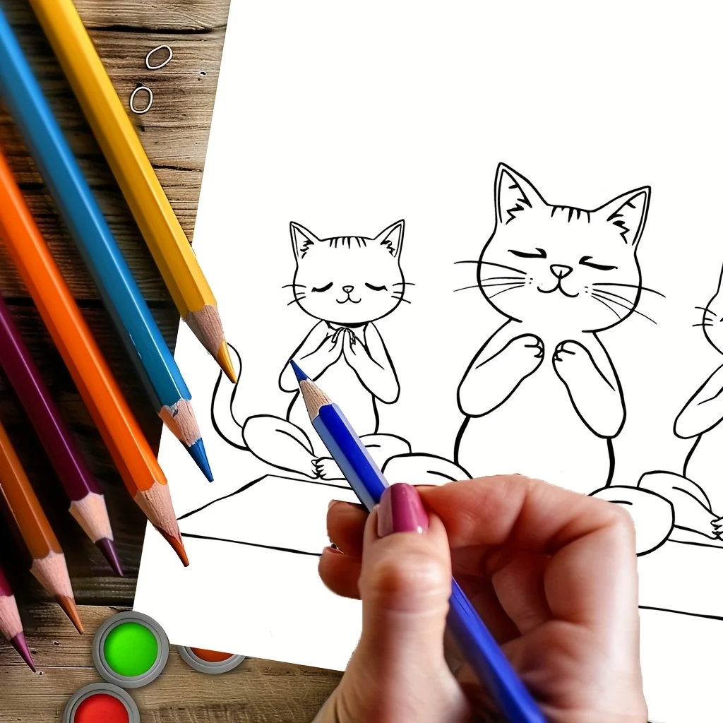 28 صفحة كتاب تلوين لطيف لعيد القط لتقليل التوتر للبالغين |   كتاب تلوين لتخفيف التوتر وتقليل المزاج