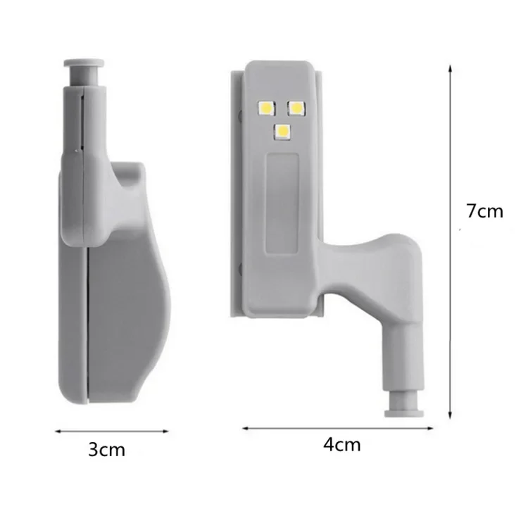 LED Inner Dobradiça Lâmpada com bateria, sob as luzes do armário, armário, luzes do sensor, quarto, cozinha, armário lâmpada da noite, 10 pcs