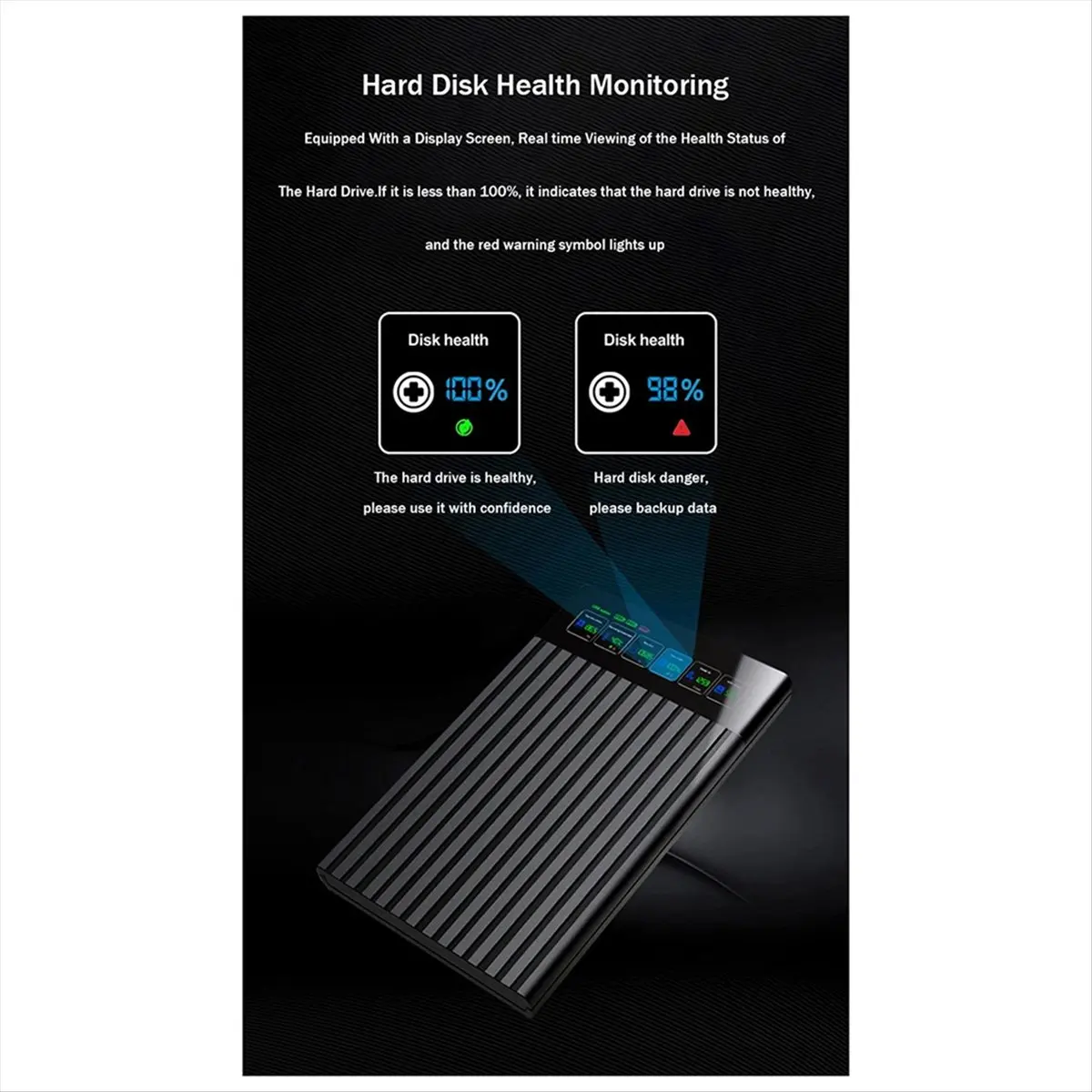 (DT37) 2.5In HDD Enclosure SATA to USB3.1 External Hard Drive Case 6Gbps HDD SSD Hard Drive Enclosure Storage Case for PC