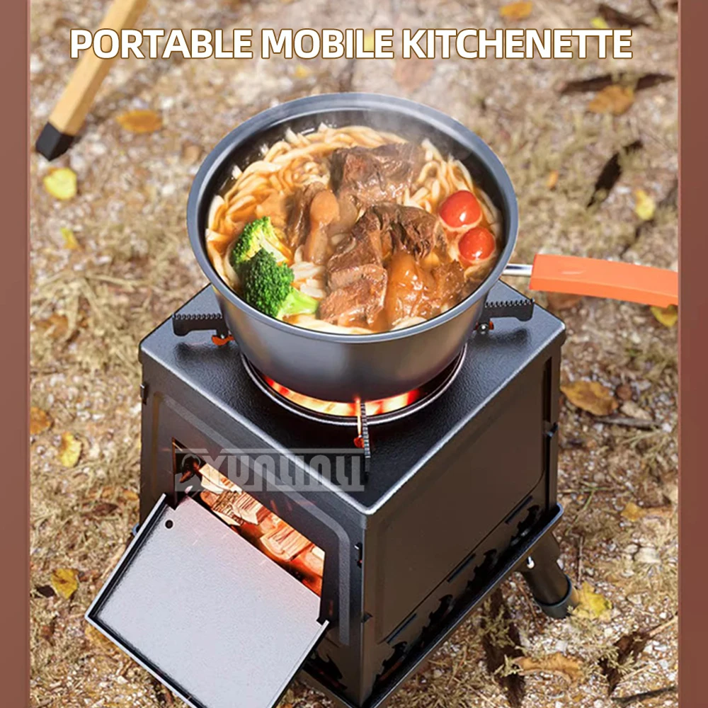 Portable Camping Carbon Burner Wood Stove  Outdoor Barbecue Stove Grill for Camping Accessorie