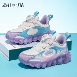 Children's New Rotating Buckle Mesh Sneaker Outdoor Lightweight and Breathable Running Shoes Girl's Fashion Casual Footwear