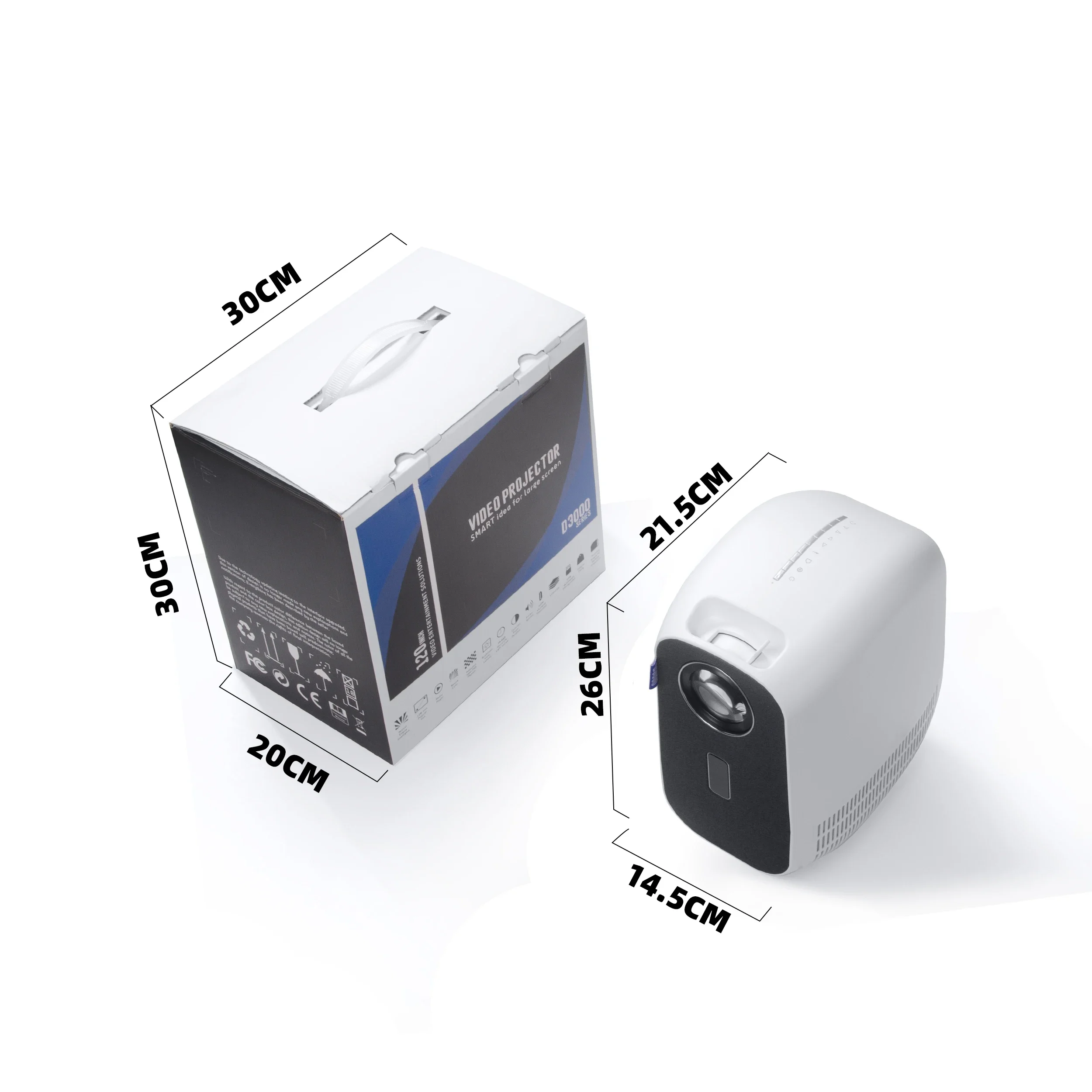 Venda quente D3000 Full HD 1080P Projetor de tela de cubo portátil de alto brilho Projetor LED de filme 4k