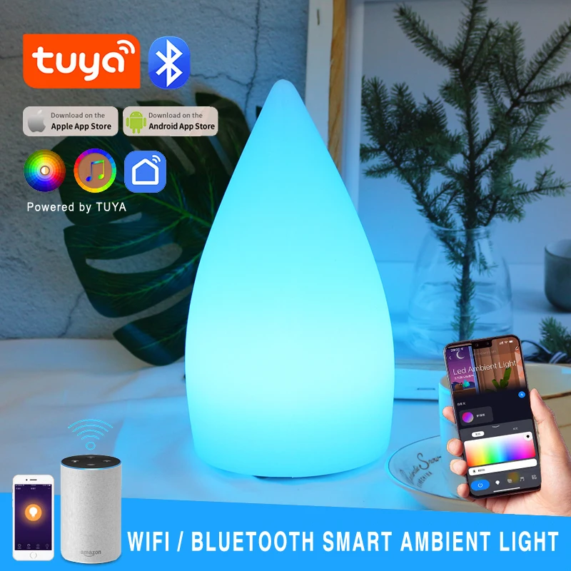 

Tuya Wifi Smart LED Lamp Multicolor Ambient Lights Dimmable Bedroom Night Light RGB Table Lamp Supports Alexa Google Home