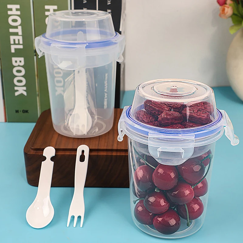 

Fresh-Keeping Food Container Fruit Salad Yogurt Box Kitchen Container For Cereals Double-Layered Portable Travel Storage Jars