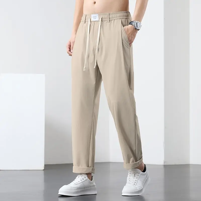 ربيع صيف جديد الحرير الجليد سريعة الجافة السراويل تنفس مريحة بناطيل كاجوال الرجال النساء