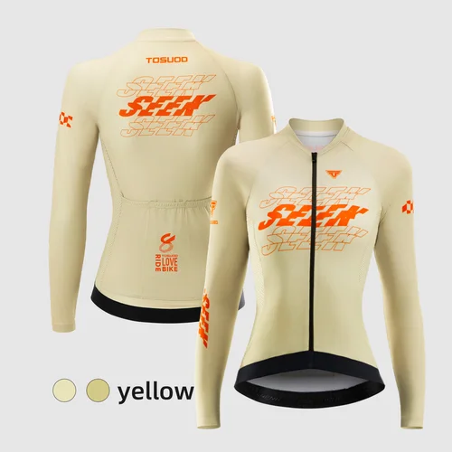 Imagen 2 del producto TOSUOD-Camiseta de ciclismo transpirable de secado rápido para mujer, abrigo deportivo, cinta antideslizante para asegurar el dobladillo, Jersey de ciclismo de manga larga