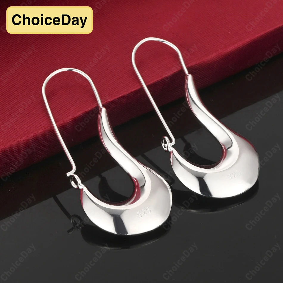 

ChoiceDay 925 Sterling Silver 55mm Paper Clip Delicate Hoop Earrings Women Accessories Party Gift Jewelry