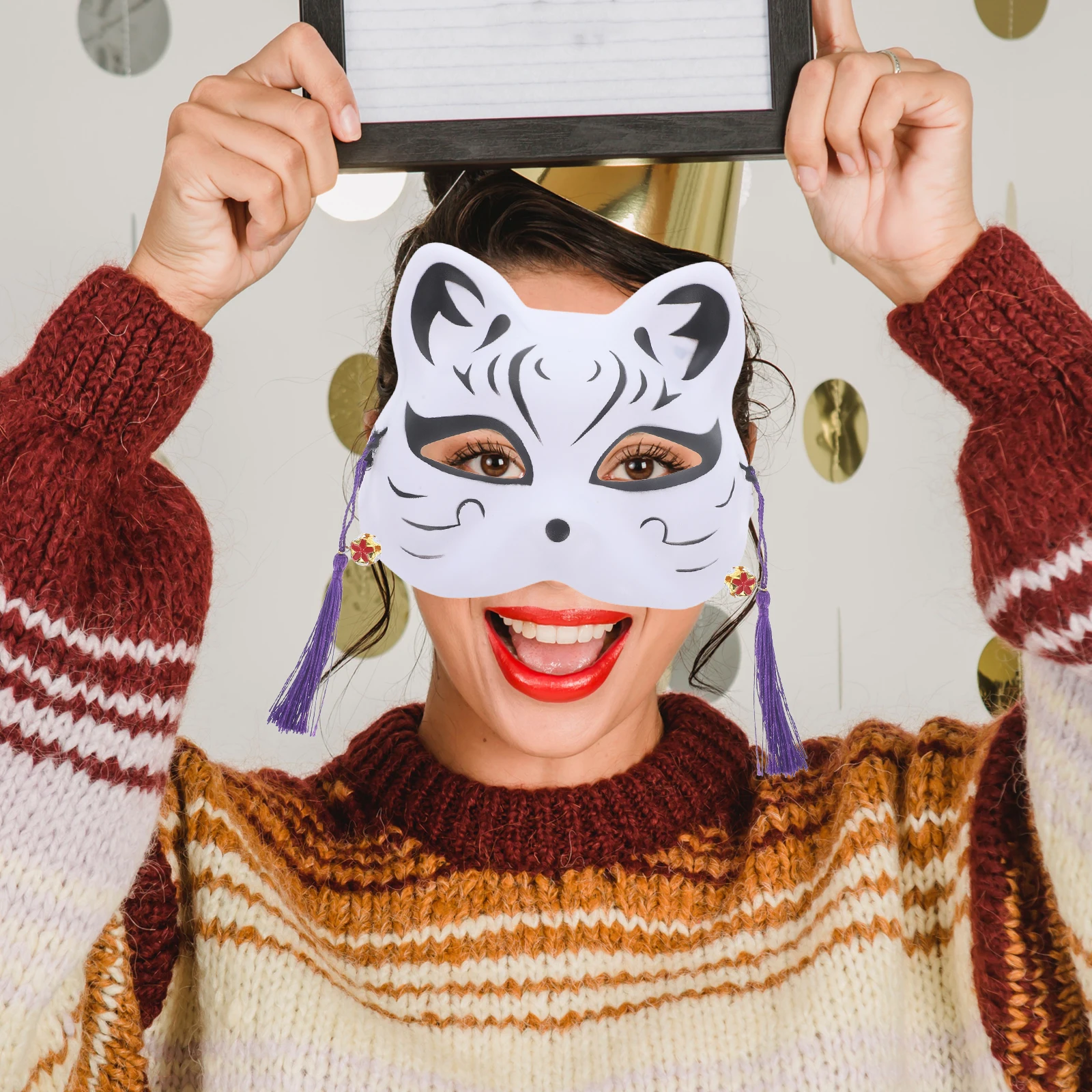 

Hefeng Cat Mask Halloween ry Costume Decoration Accessory Cosplay Masquerade Face Adult