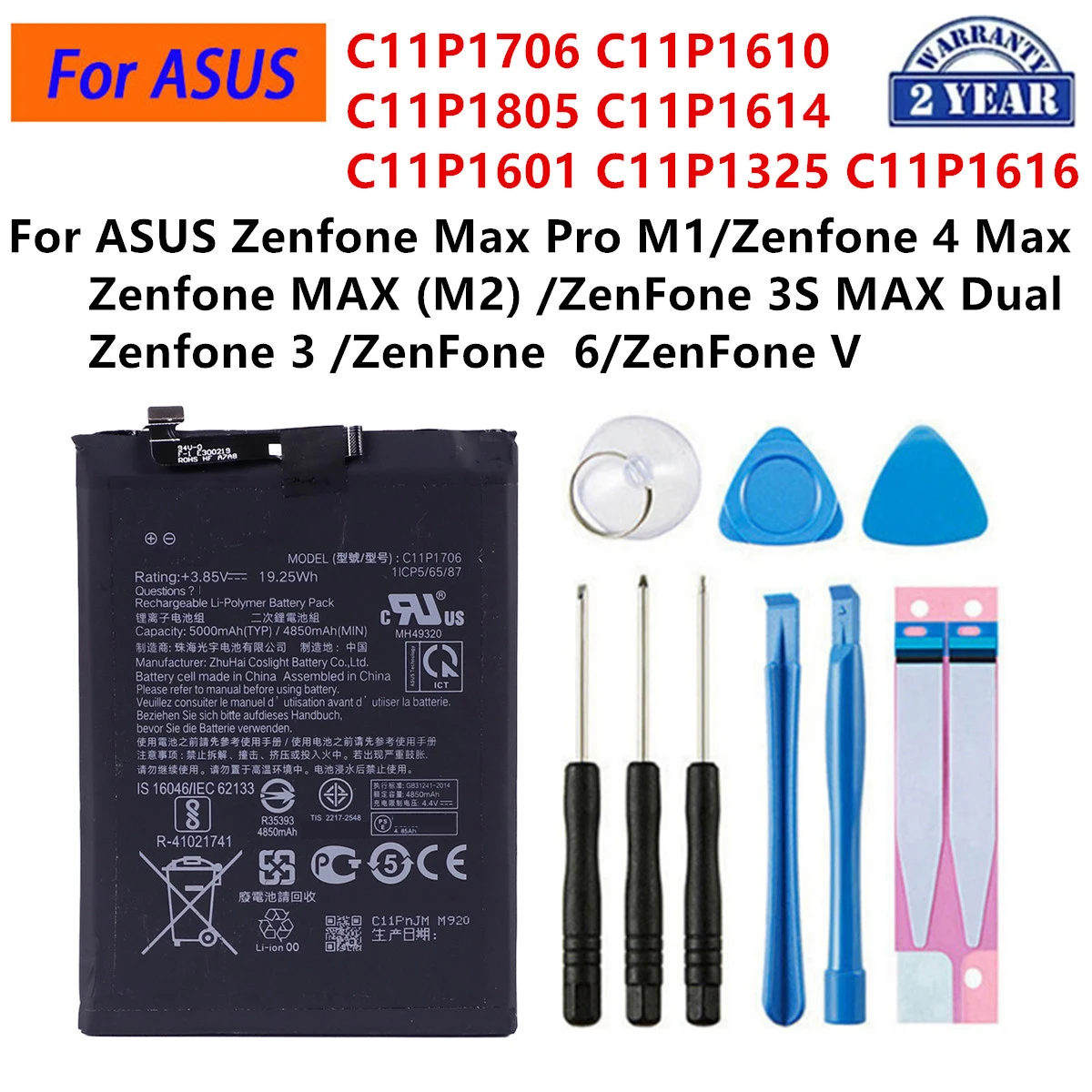 

C11P1706 C11P1610 C11P1805 C11P1614 C11P1601 C11P1325 C11P1616 Battery For ASUS Zenfone Max Pro M1 4 3S MAX Dual 6 V