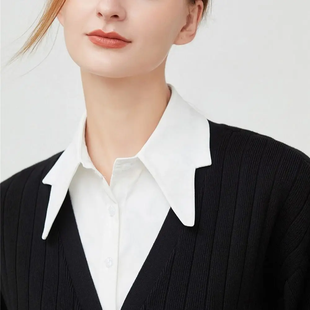 Blusa de algodón clásica para mujer, camisa con cuello falso, accesorios de ropa con solapa