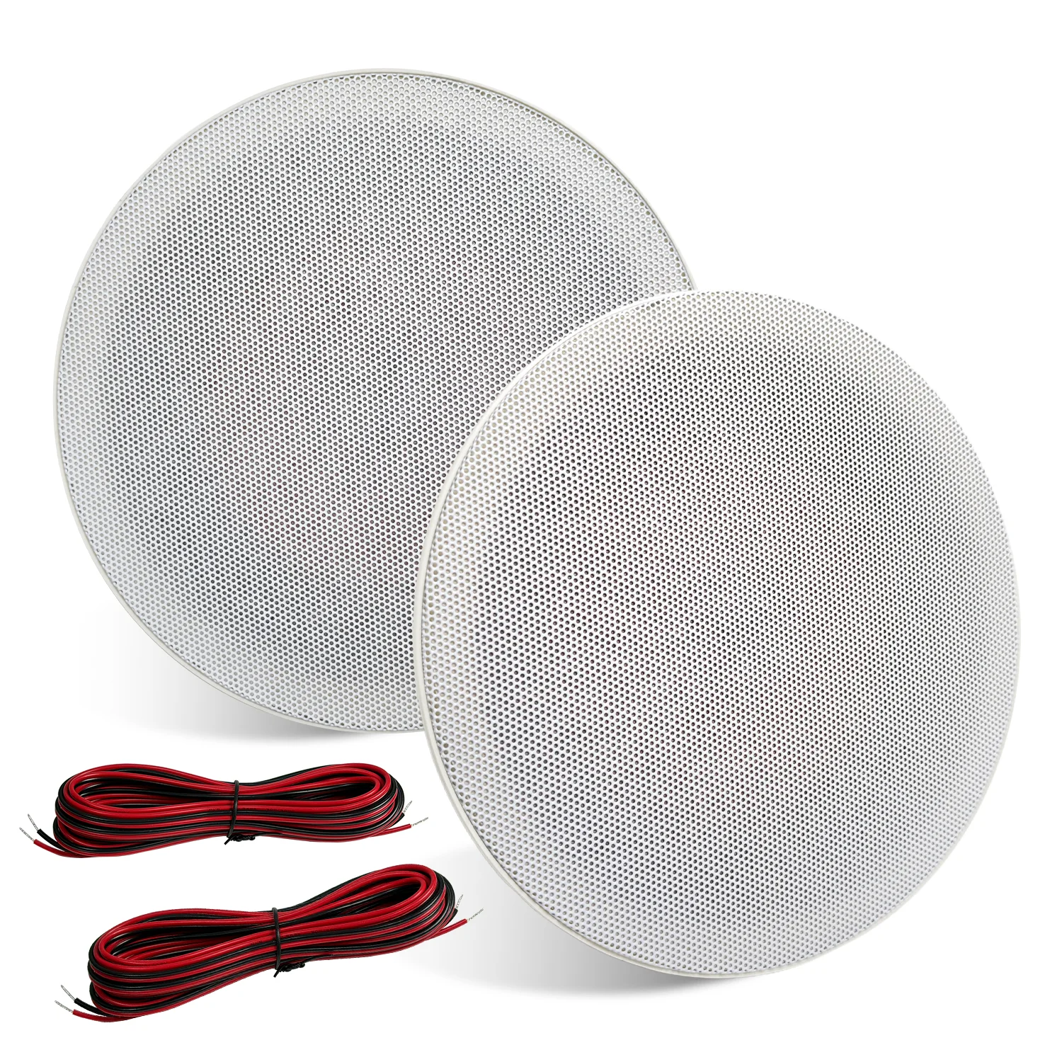 MUXEARK Pair 6.5'' 2-Way In-Ceiling Speakers Quick Connect Spring Loaded Speaker Terminals Recessed Speaker System For Bath