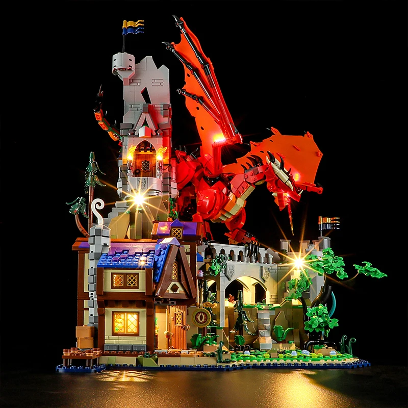 Kit luce LED fai da te per LEGO 21348 Dungeons & Dragons: Red Dragon Tale (solo luce a LED, senza modello di blocchi)