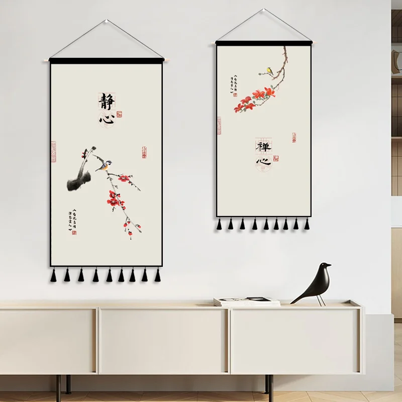 Living Room Sofa Background Wall Flower Bird Tapestry Study Meditation Tea Room China Japan South Korea Hallway Hanging Painting