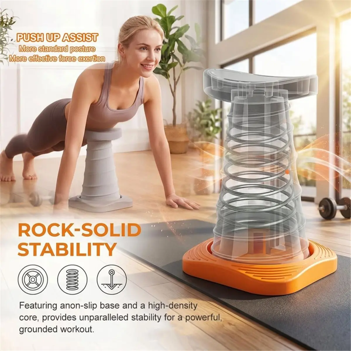828Fnew Soporte para Flexiones, Equipo de Ejercicio con Rebote sin Esfuerzo, Equipo de Entrenamiento de Bíceps, Equipo de Fitness Abdominal, Gris