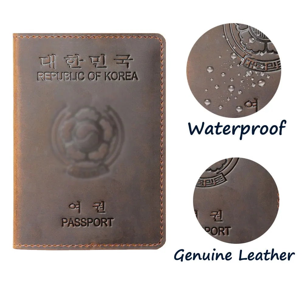 Personalize Engraving Name South Korea Leather Passport Holder Handmade Passport cover Holder Travel Passport Cover Case Wallet