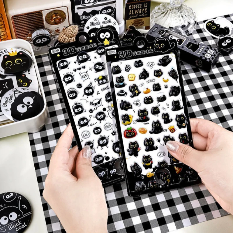 1/2 Sheets Black Cat Relief 3D Fun Sticker - Phone Diary Scrapbook Decorative Sticker image 3