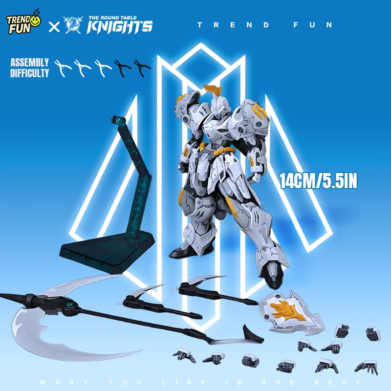 [SNAA]1/144 Scale Iron Sickle Mecha Model Kit – Highly Articulated Poseable Knight Robot with Scythe, Shield & Display Stand, 14