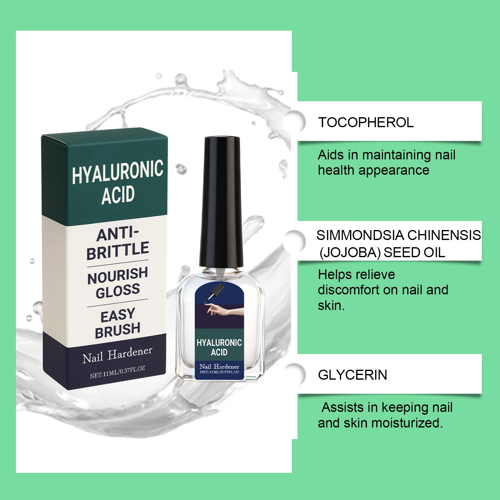 Hyaluronic Acid Nail Hardener Nourish Brittle Hands Feet Nails Repair Dry Breakage Nails Gloss Growth Nail Strengthening Drops