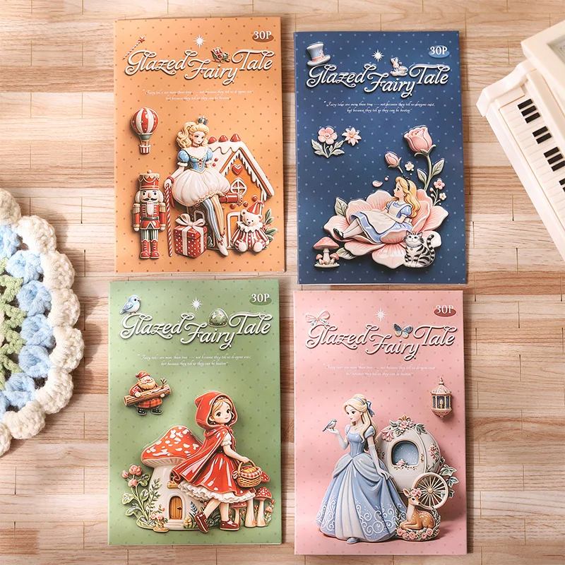 30pcs/lot Kawaii Scrapbook Stickers Glossy Fairy Tale Scrapbooking Supplies diary Planner Decorative Craft Stationery Sticker