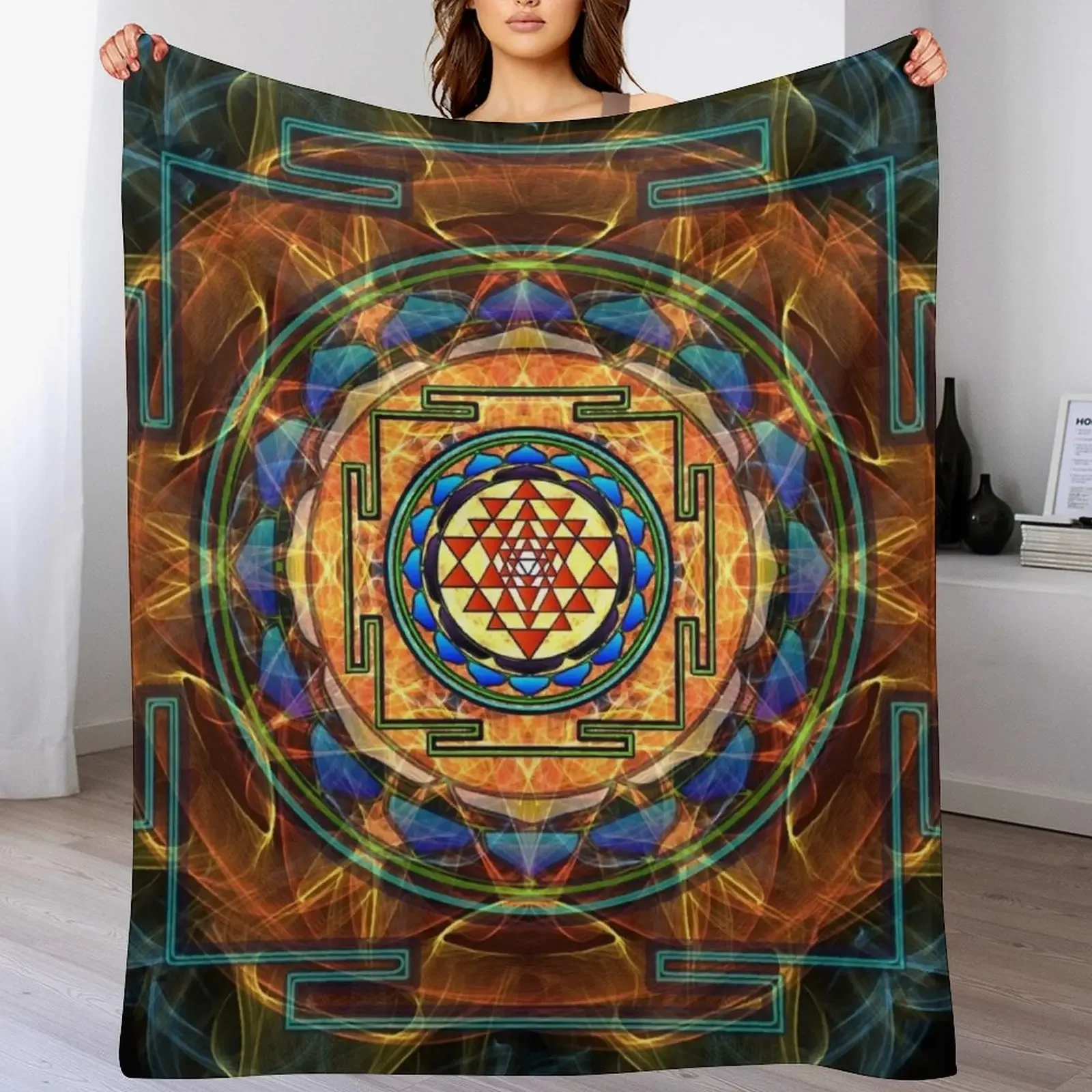 

The Sri Yantra - Sacred Geometry Throw Blanket Softest Bed covers blankets and throws Beach Blankets