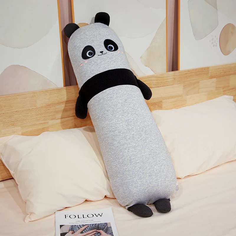 Almofada comprida do panda gigante para crianças, brinquedos de pelúcia, almofada de dormir bichos de pelúcia fofos, quarto Drecor para meninas, presentes de Natal 90 cm, 130cm