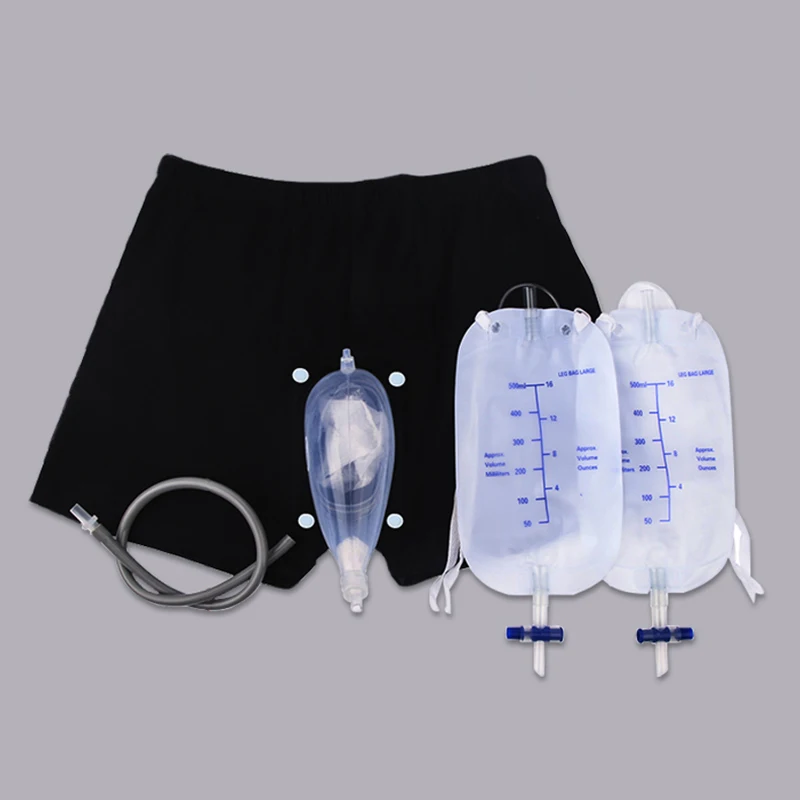 Imagem -04 - Funil de Silicone Lavável para Homens Coletor de Urina Cuecas para Incontinência com Cateter Shorts Masculinos Conjunto