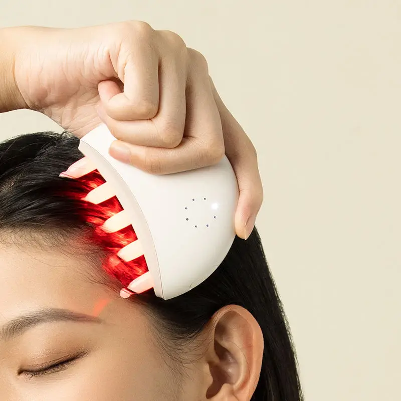 

Hot Selling and Popular Roller Rotate Styler Comb Styling Straightening Curling Iron Red Blue LED Hair Brush for Hair Growth