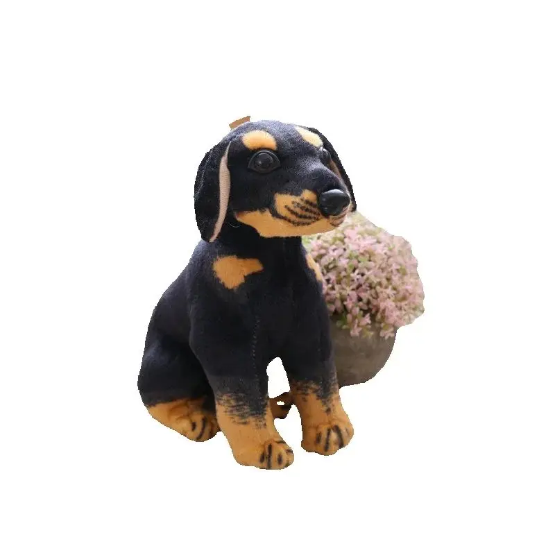 Cartoon Simulation Plush Toy Stuffed Animal Black Dog Lifelike Puppy Children Gift at Home Decoration 30/38/45cm