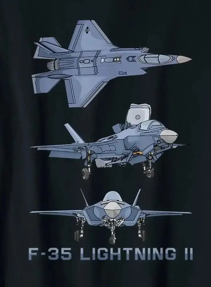 

F-35 Lightning II American Stealth Fighter Plane Diagram Men T-Shirt Short Sleeve Casual 100% Cotton O-Neck Summer Shirt