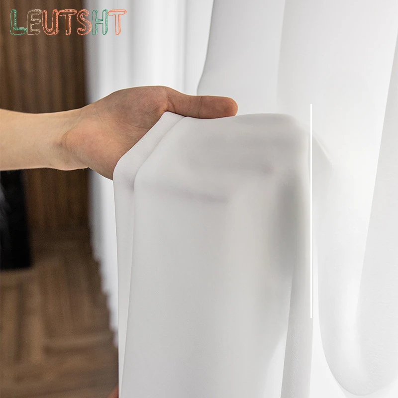 Custom Size 1PC White Tulle Chiffon Sheer Window Luxury Curtains for Living Room Modern  Bedroom Decoration Transparent Voile