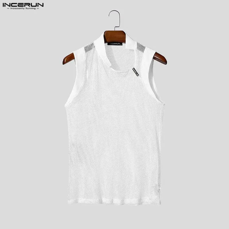 INCERUN Herren Tanktops Mesh Durchsichtige Ärmellose Sexy Männer-Westen Sommer Streetwear 2026 Mode Lässige Oberteile Herrenkleidung S-3XL