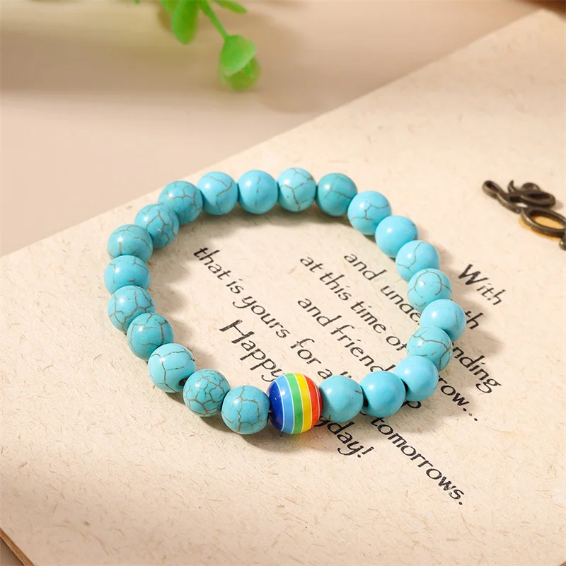 5 Stück/Set, modische, handgefertigte Armbänder mit türkisfarbenen Perlen für Damen und Mädchen, ideal als Schmuckgeschenk für Partys und Festivals. – Detail 12