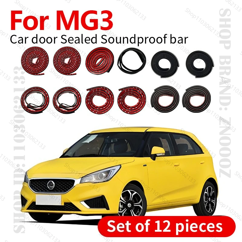 

For 2011-2025 MG3 Car Door Seal Strip Rubber Double Layer Sealing Protector Soundproof Strip Dustproof Seal Strip 12PCS Set
