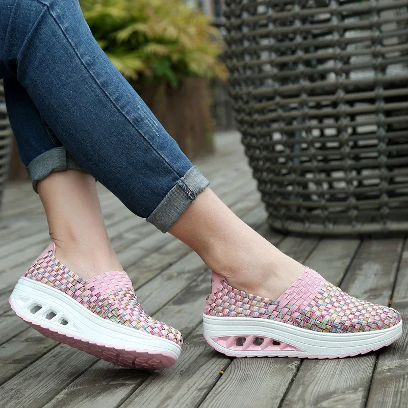 Ženy tenisky ležérní klíny zvýšen platforma boty ženský tkanina prodyšné tenisky tenis boty zapatillas chaussure femme