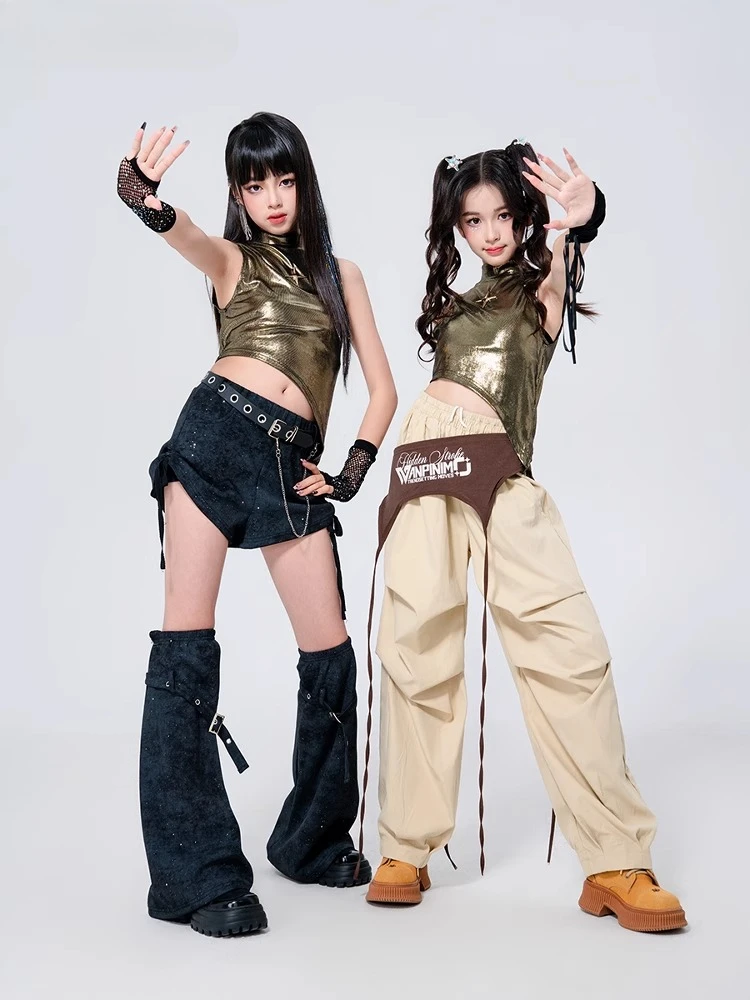 Neue Hip Hop K-pop Bühne Sets Mode Leistung Outfits Mädchen Streetwear Kostüm Gruppe Jazz Tragen Crop Tops Shorts Hosen kleidung