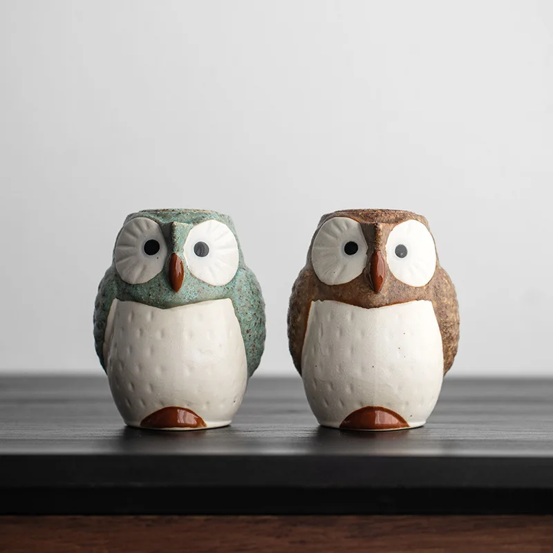 Cute Cartoon Owl Shape Soy Sauce Bottle Creative Unique Spice Jar Household Ceramic Retro Kitchen Utensils Seasoning Organizer