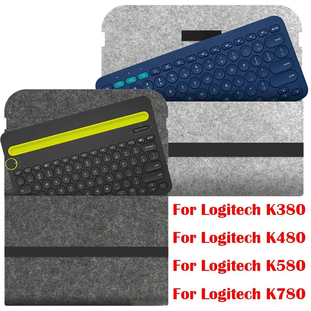 Felt Wireless Keyboard Storage Bag Dustproof Anti Shock Keypad Sleeve Ultra Thin Lightweight for Logitech K380 K480 K580 K780