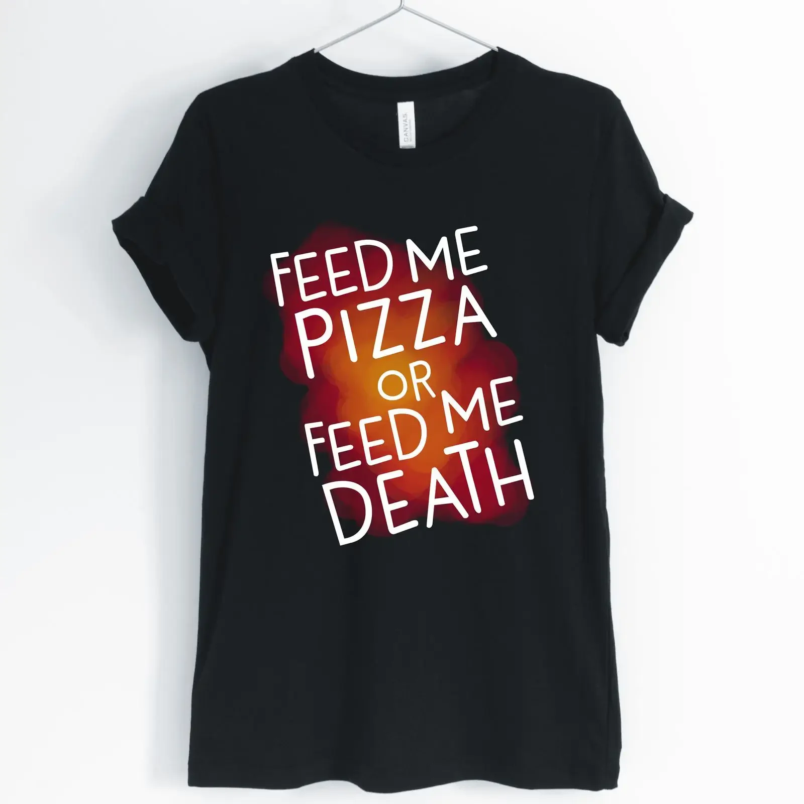 Feed Me Pizza Or Give Death T Shirt Lover Funny Sarcastic Women's vintage Washed homme Stylish graphic Stretched