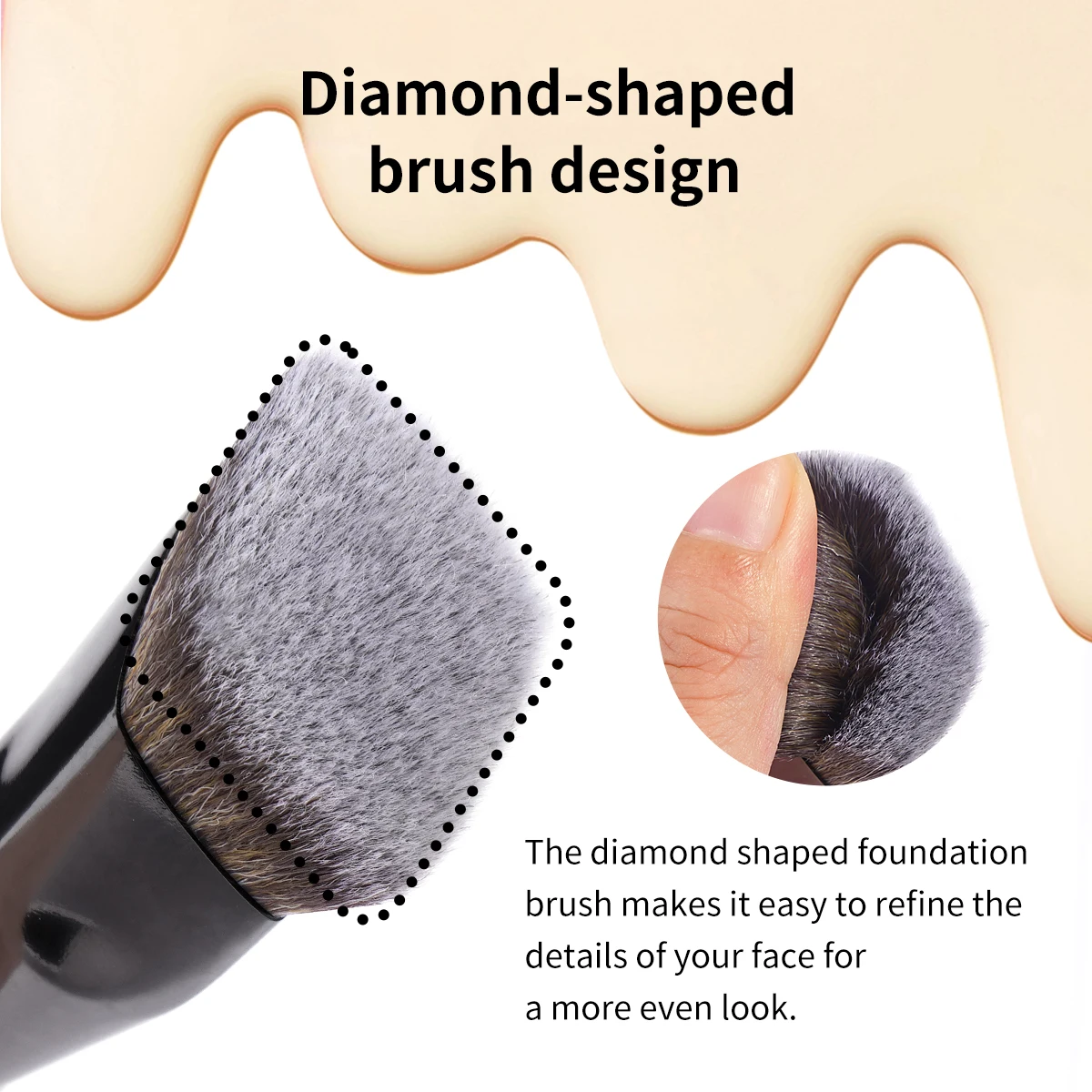MAANGE 2pcs Makeup Brushes Set Foundation Brush Powder Highligh Concealing Brush Dense Bristle Beginner-friend Travel Gift