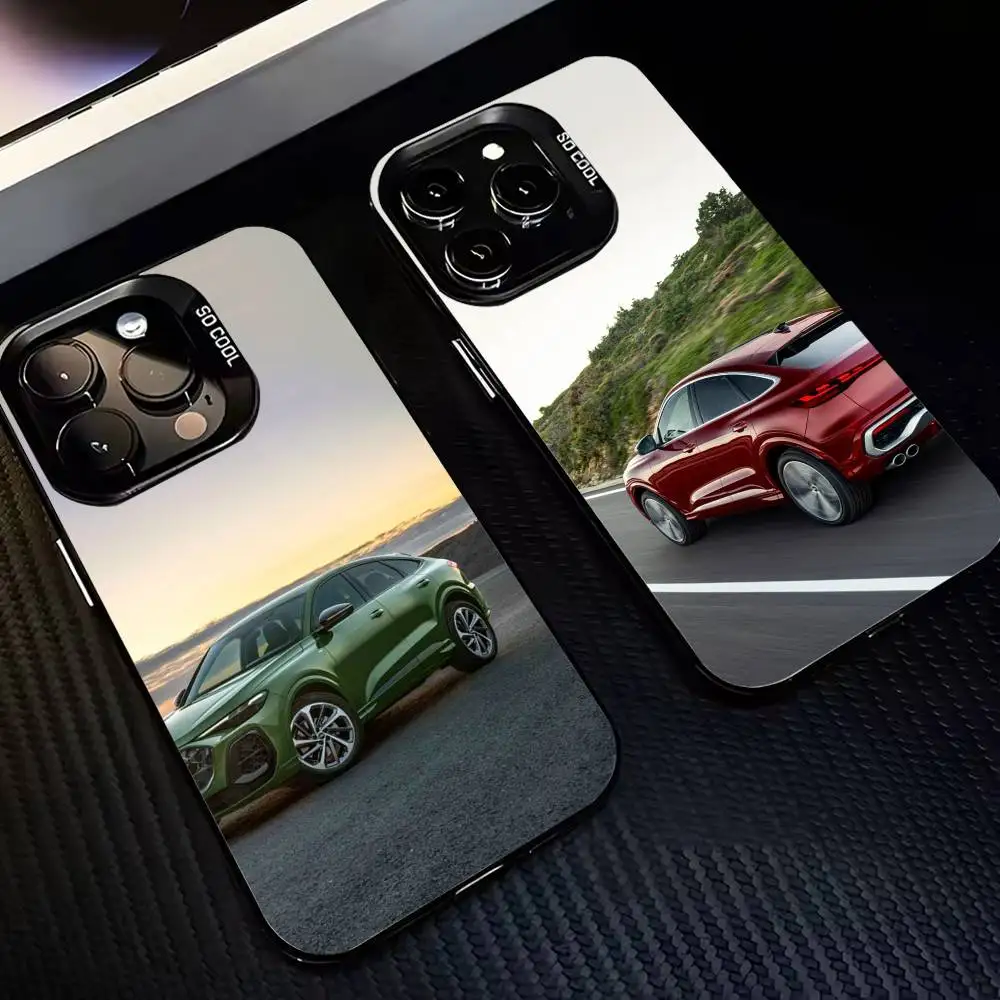 

Q5 series luxury c-cars Phone Case For iPhone 17,16,15,14,13,12,11 Plus,Pro Max,XS,Colored Silver Plated Inside Cover