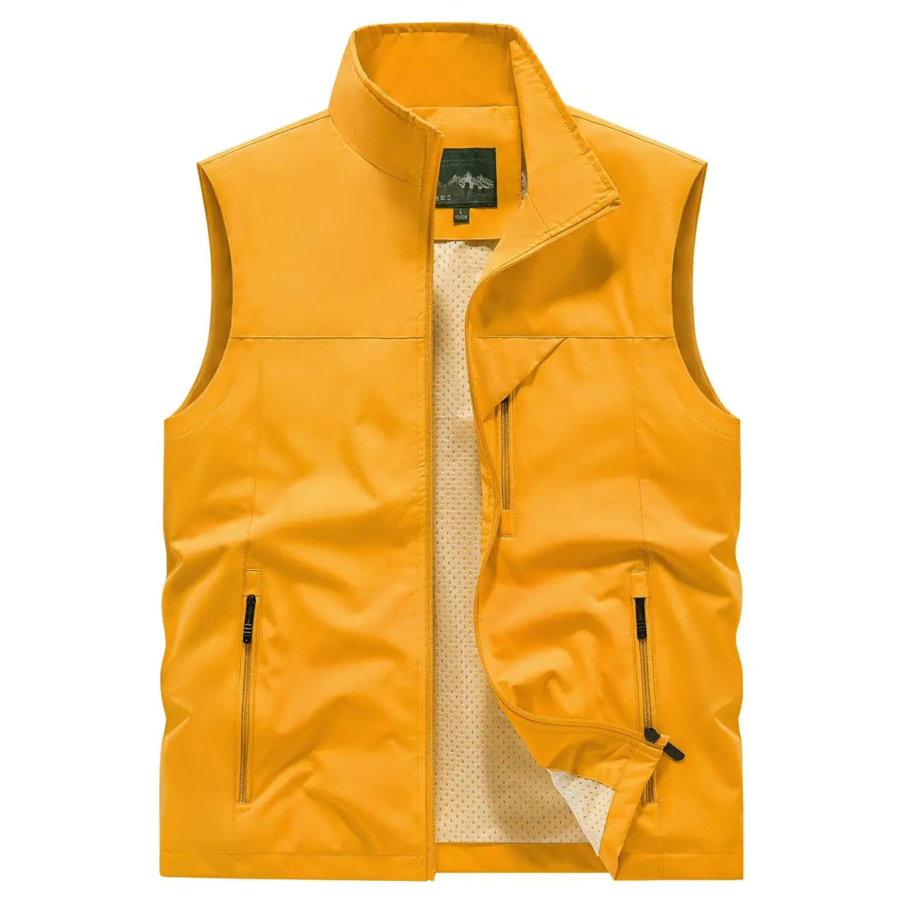 Men Stand Collar Casual Vest Multi Zipper Pockets Sleeveless Jacket Lightweight Outdoor Work Vest Plus Size M‑6XL