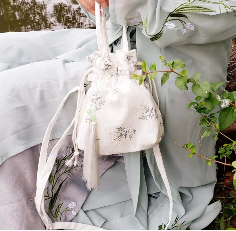 New Han Elements Bamboo Pattern Ancient Style Hanfu Diagonal Cross Handheld Paired with Ancient Costume Art Ancient Style B3