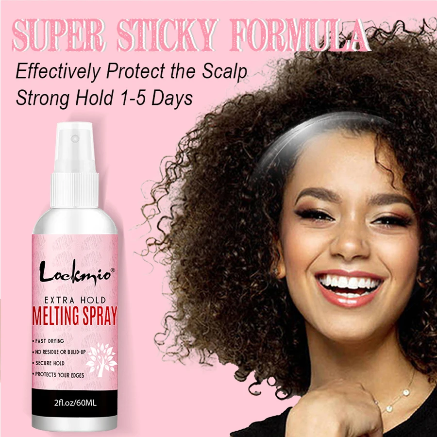 LOCKMIO 60ml Melting Spray Long Lasting Fast Drying Secure Hold Invisible Safety Ingredients Protect Scalp Skin Wig  Lace Front