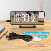 Mirror Digital Alarm Clock with Temperature Humidity 4 Alarms Snooze Desk Table Clock Night Mode 12/24H USB Electronic LED Clock