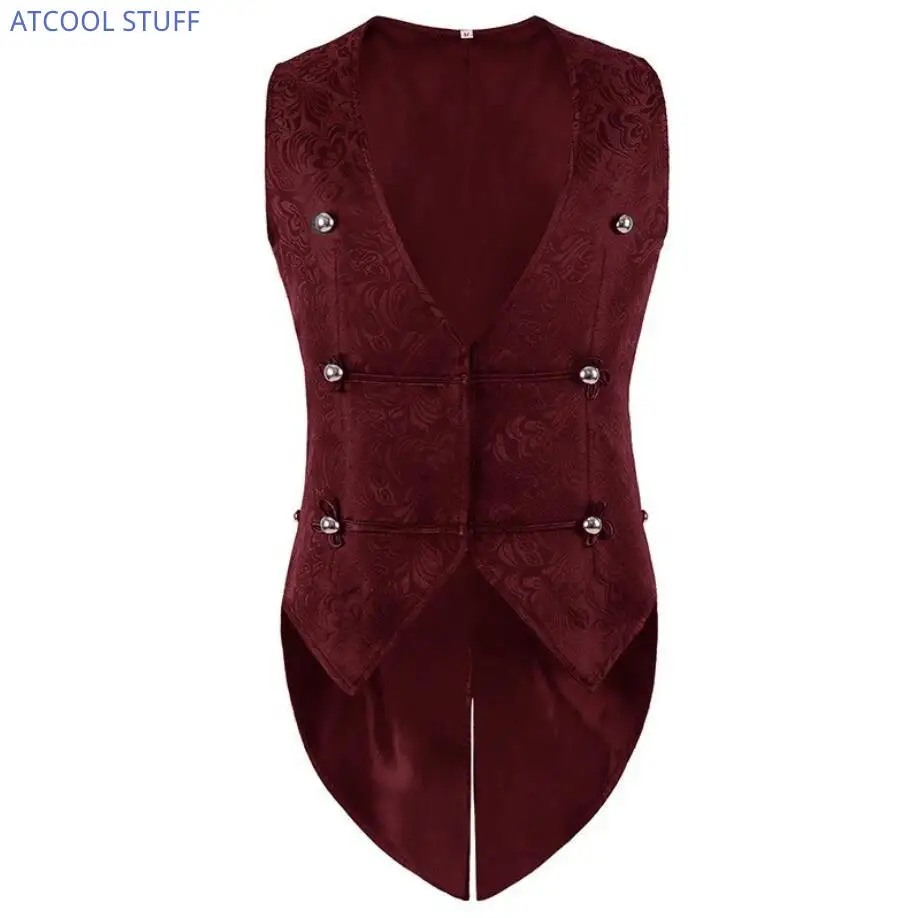 Renaissance Medieval Noble Waistoat Slim fit Cosplay Gothic Swallowtail Jacket Vest Victorian Jacquard Tailcoat Party Costume